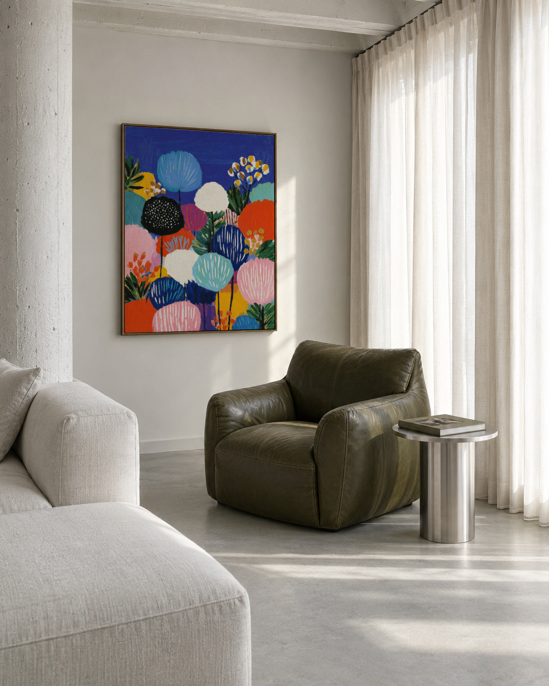 Midnight Garden - Framed canvas in an interior