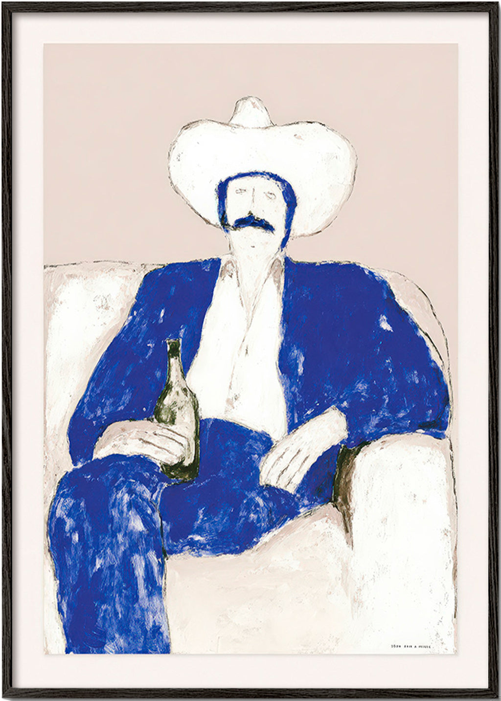 Illustration de cowboy bleu assis