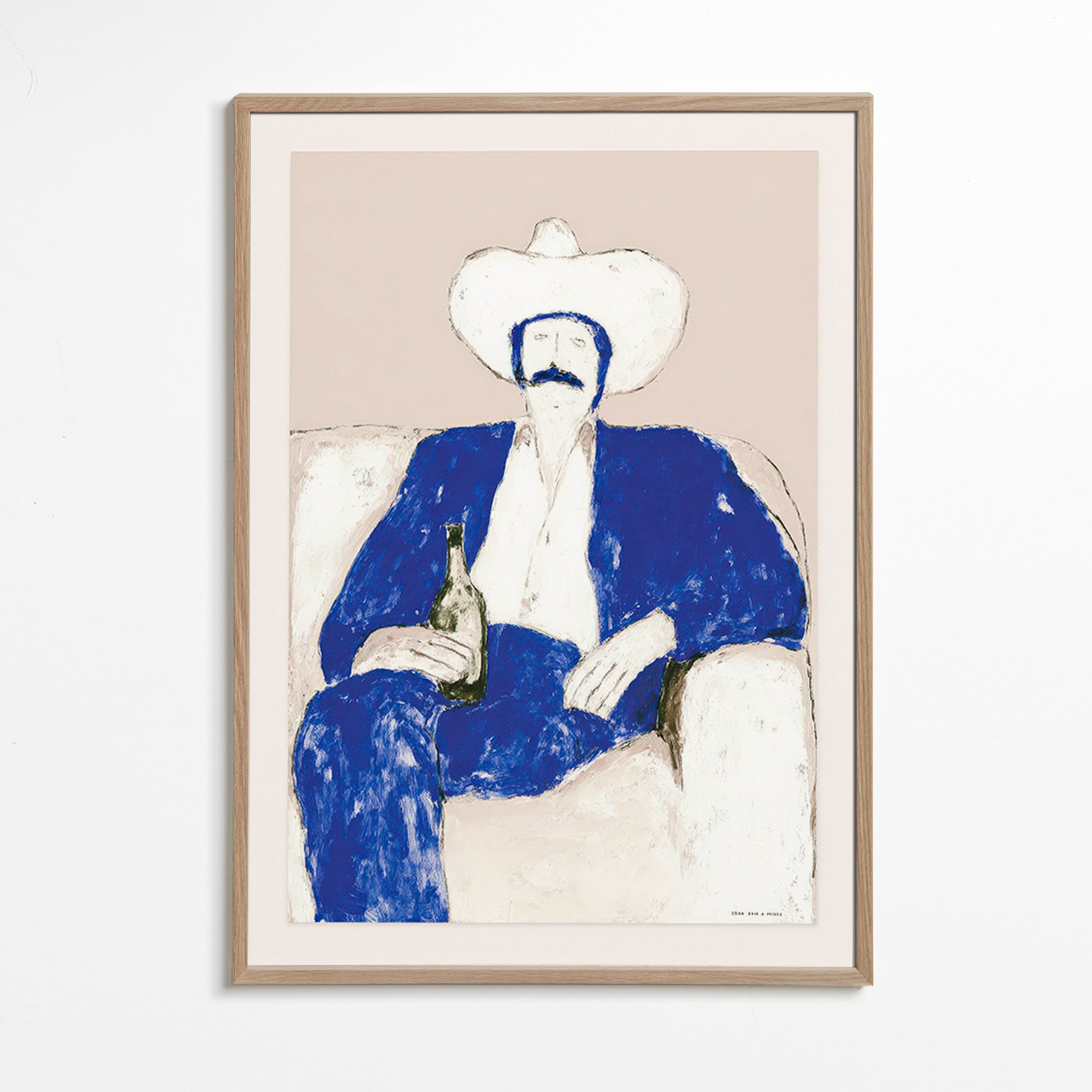 Illustration de cowboy bleu assis