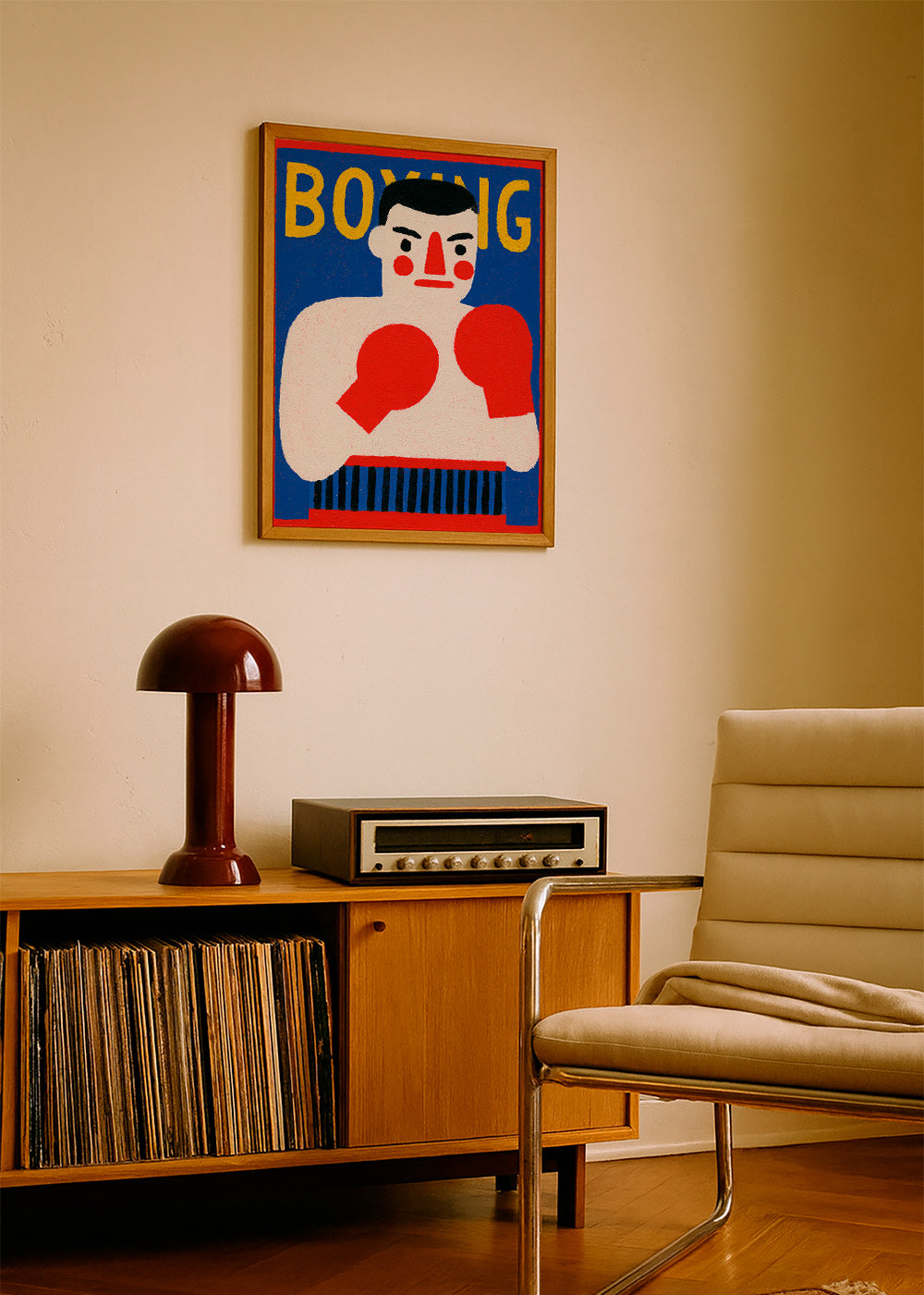 Art sportif: affiche boxeur illustrée