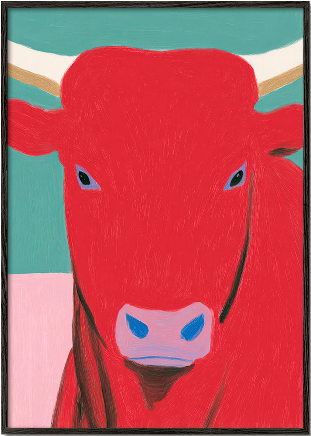 Portrait de taureau rouge contemporain