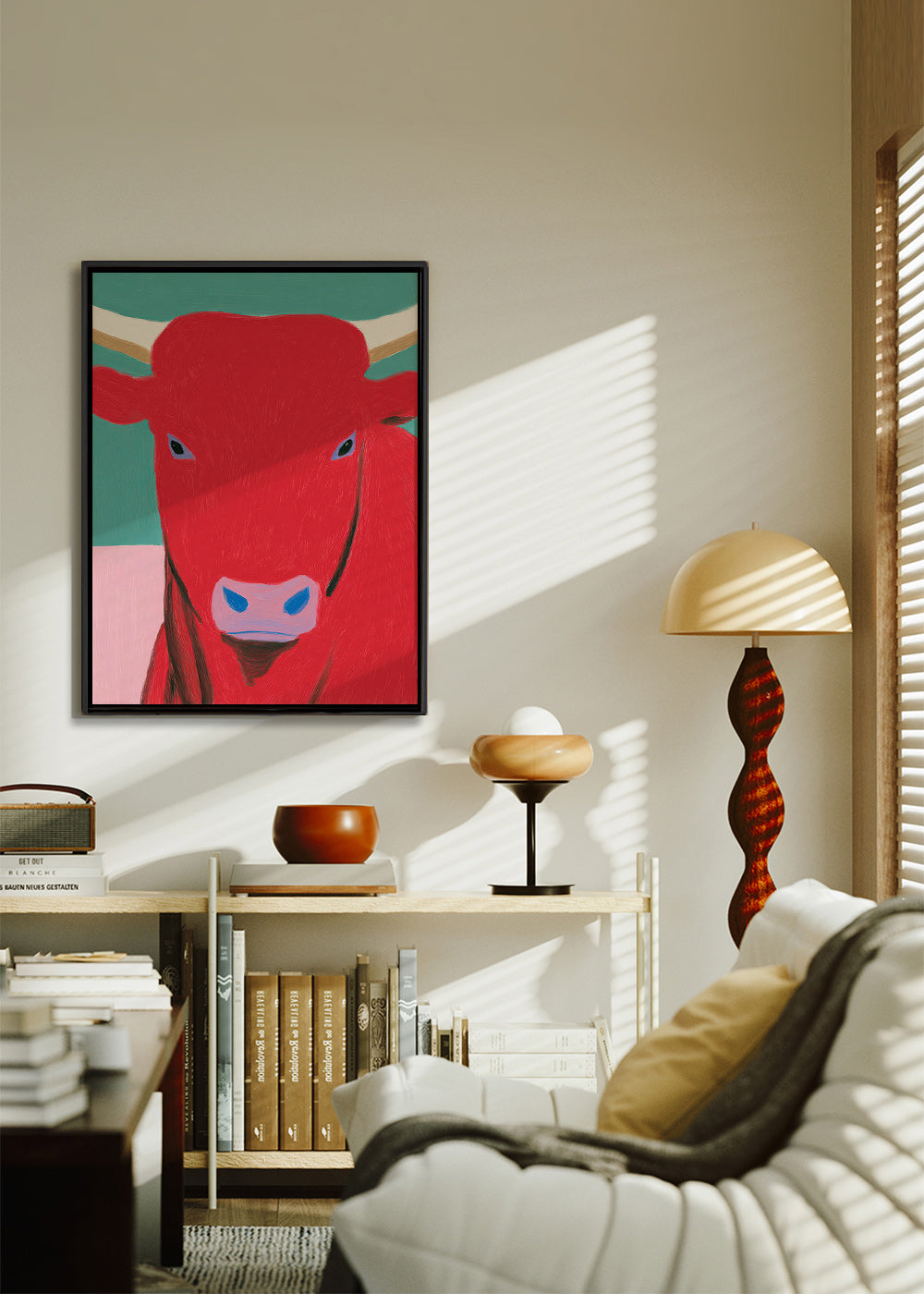 Portrait de taureau rouge contemporain