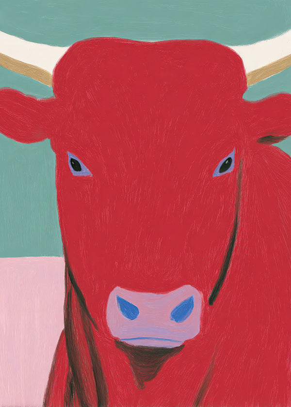 Portrait de taureau rouge contemporain