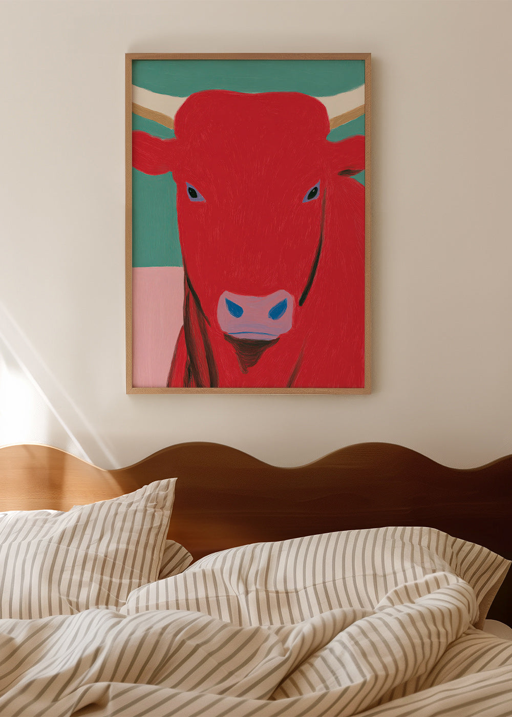 Portrait de taureau rouge contemporain