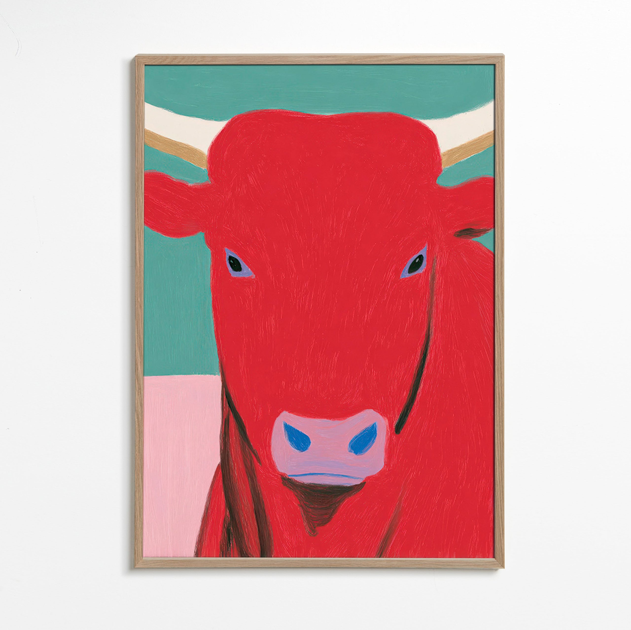 Portrait de taureau rouge contemporain