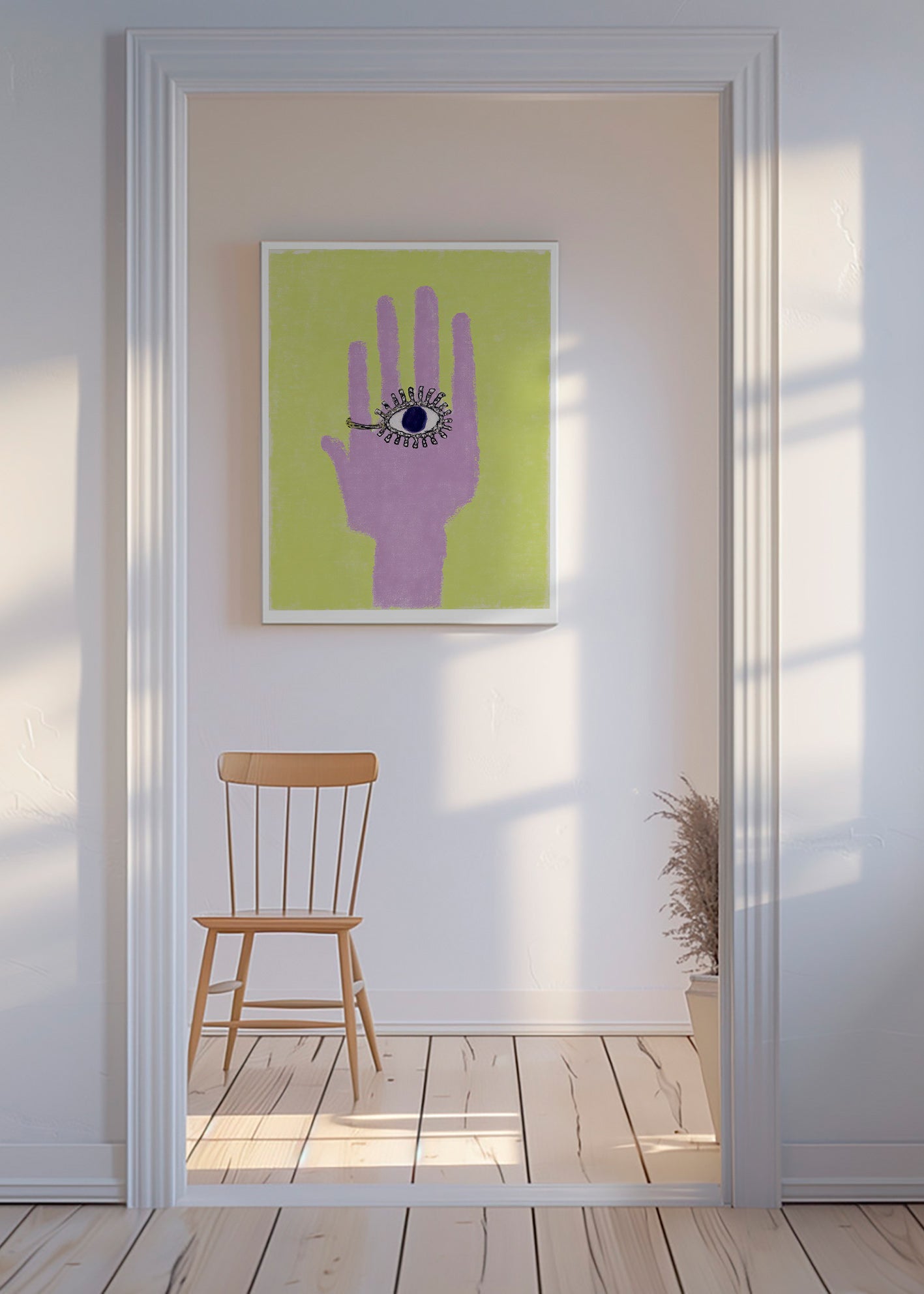 Illustration main avec œil dans la paume