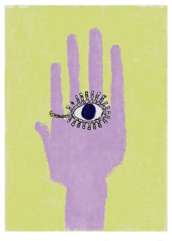 Illustration main avec œil dans la paume