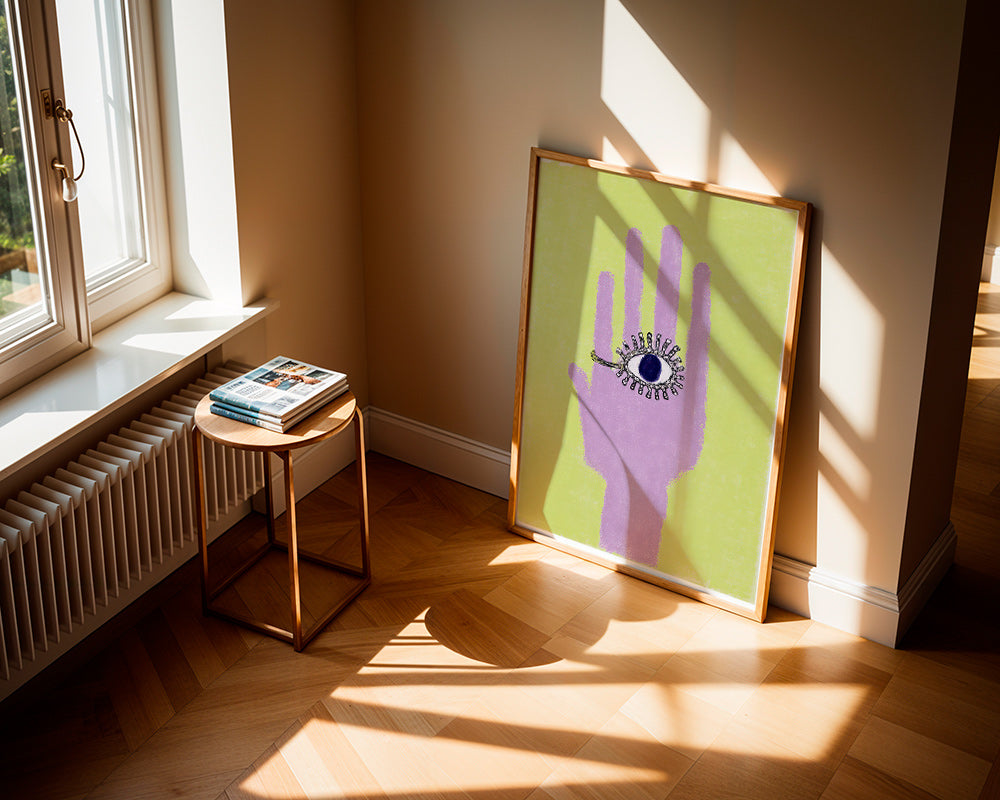 Illustration main avec œil dans la paume
