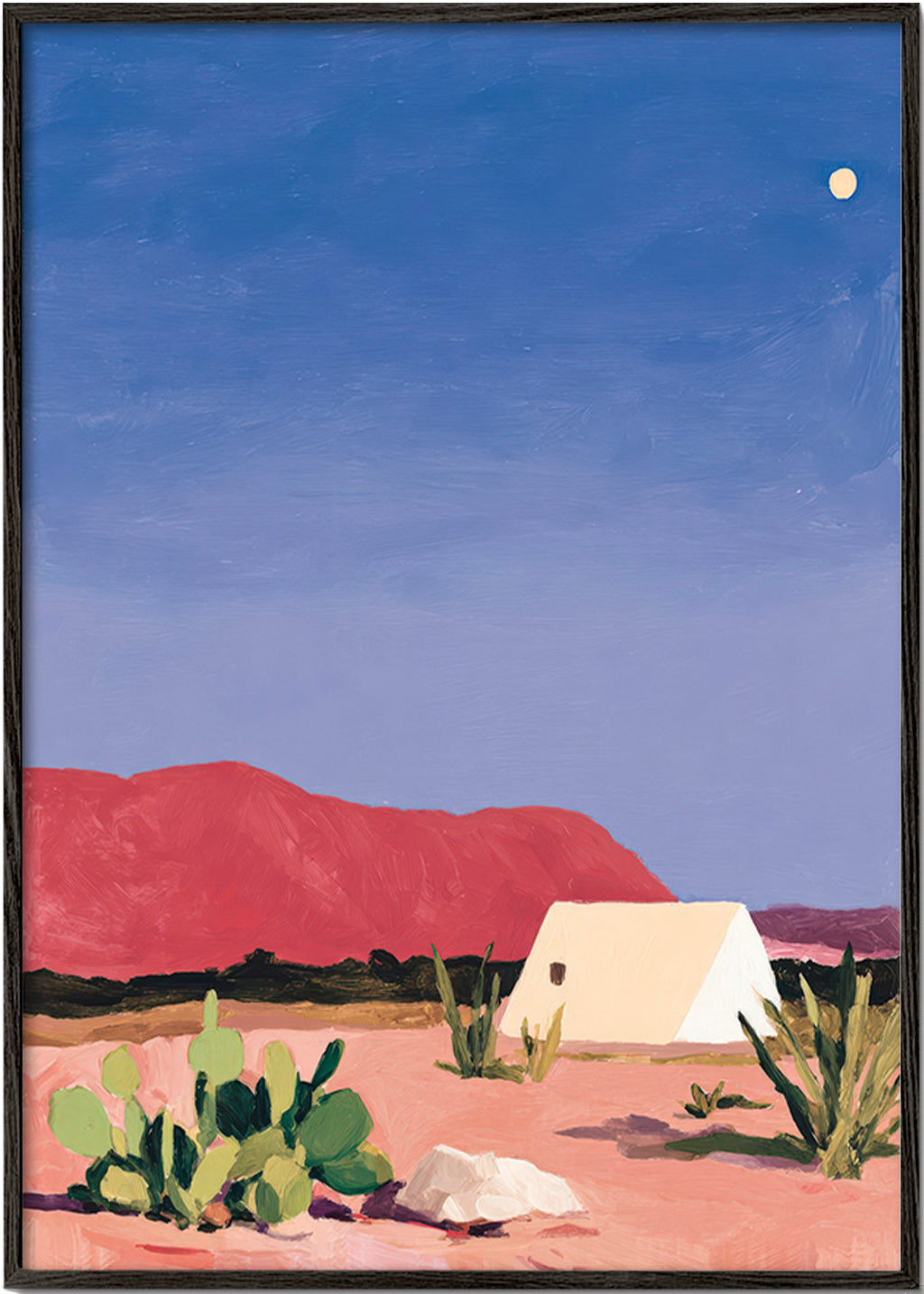 Art de paysage: désert, tente et cactus