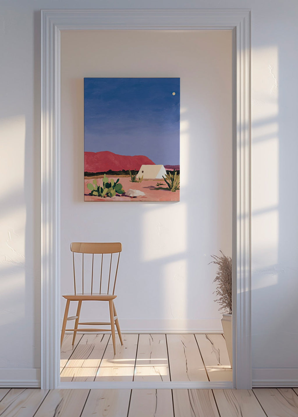 Art de paysage: désert, tente et cactus