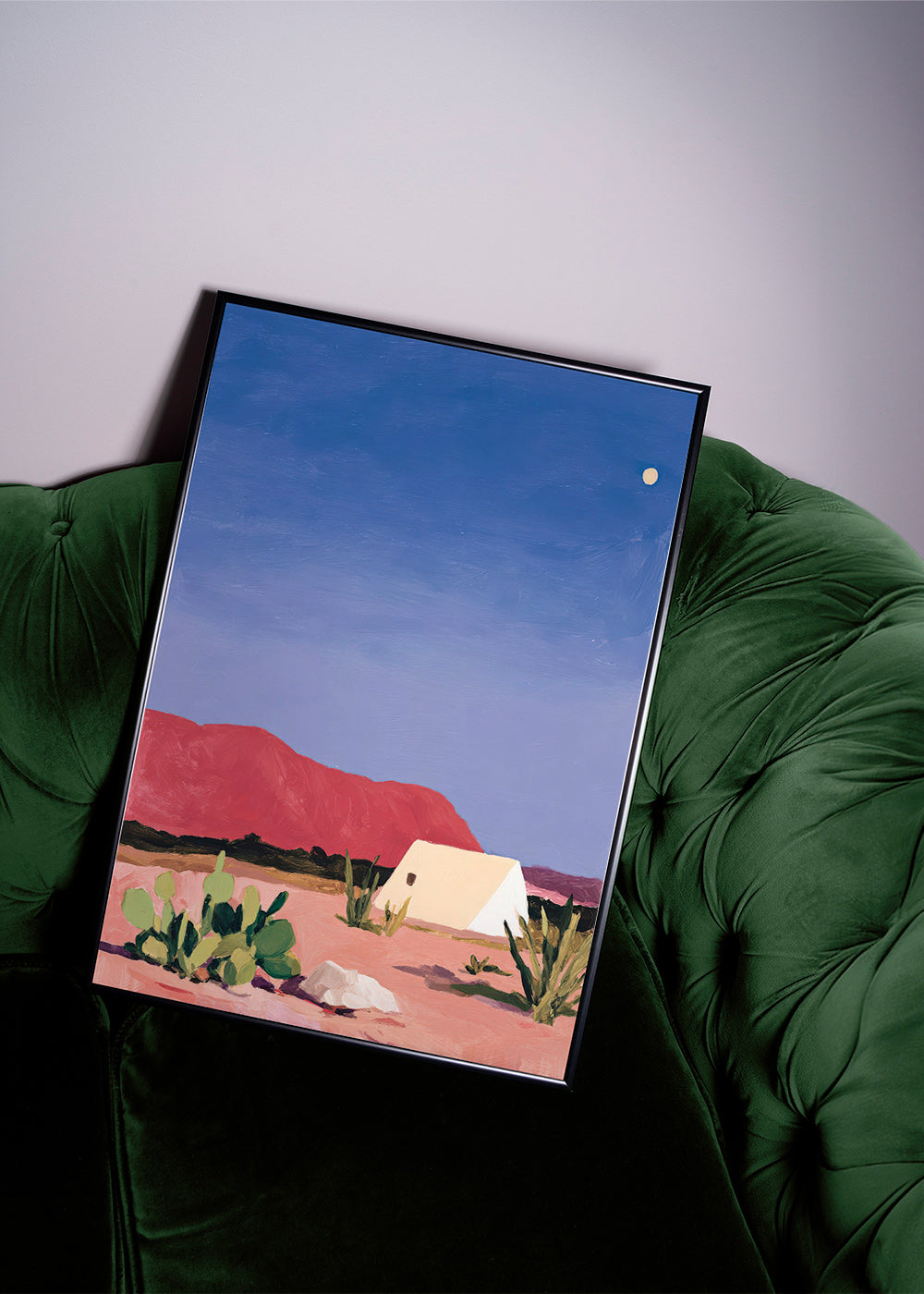 Art de paysage: désert, tente et cactus