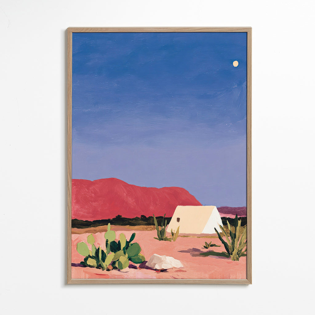 Art de paysage: désert, tente et cactus