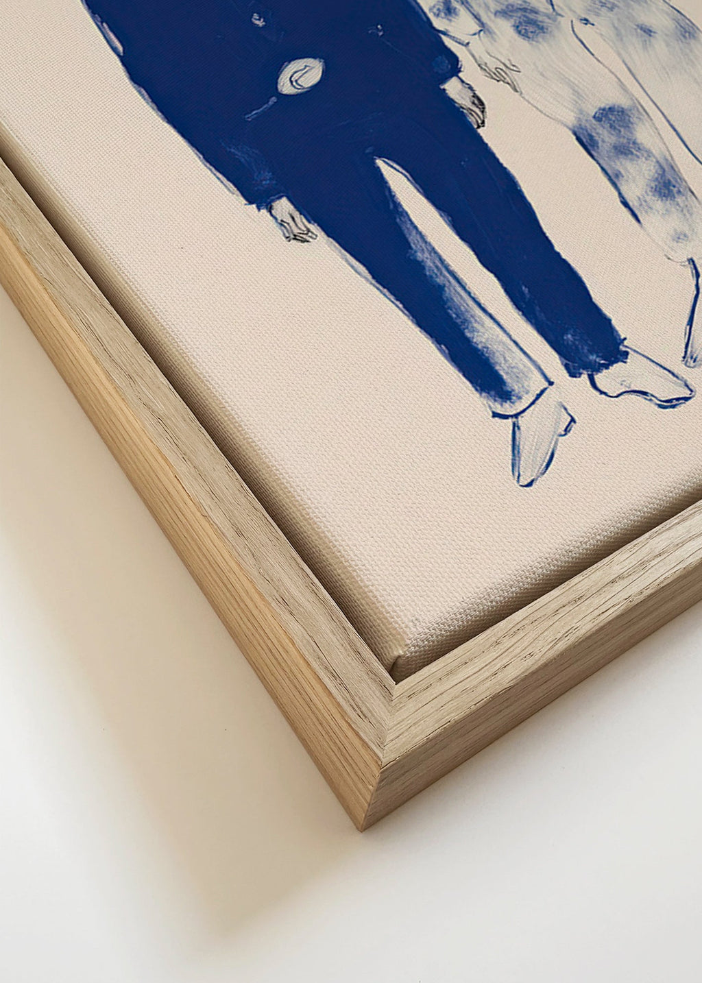 Illustration de deux personnages avec lapin en encre bleue