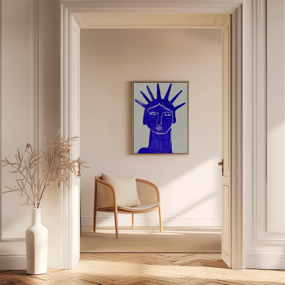 Illustration visage bleu