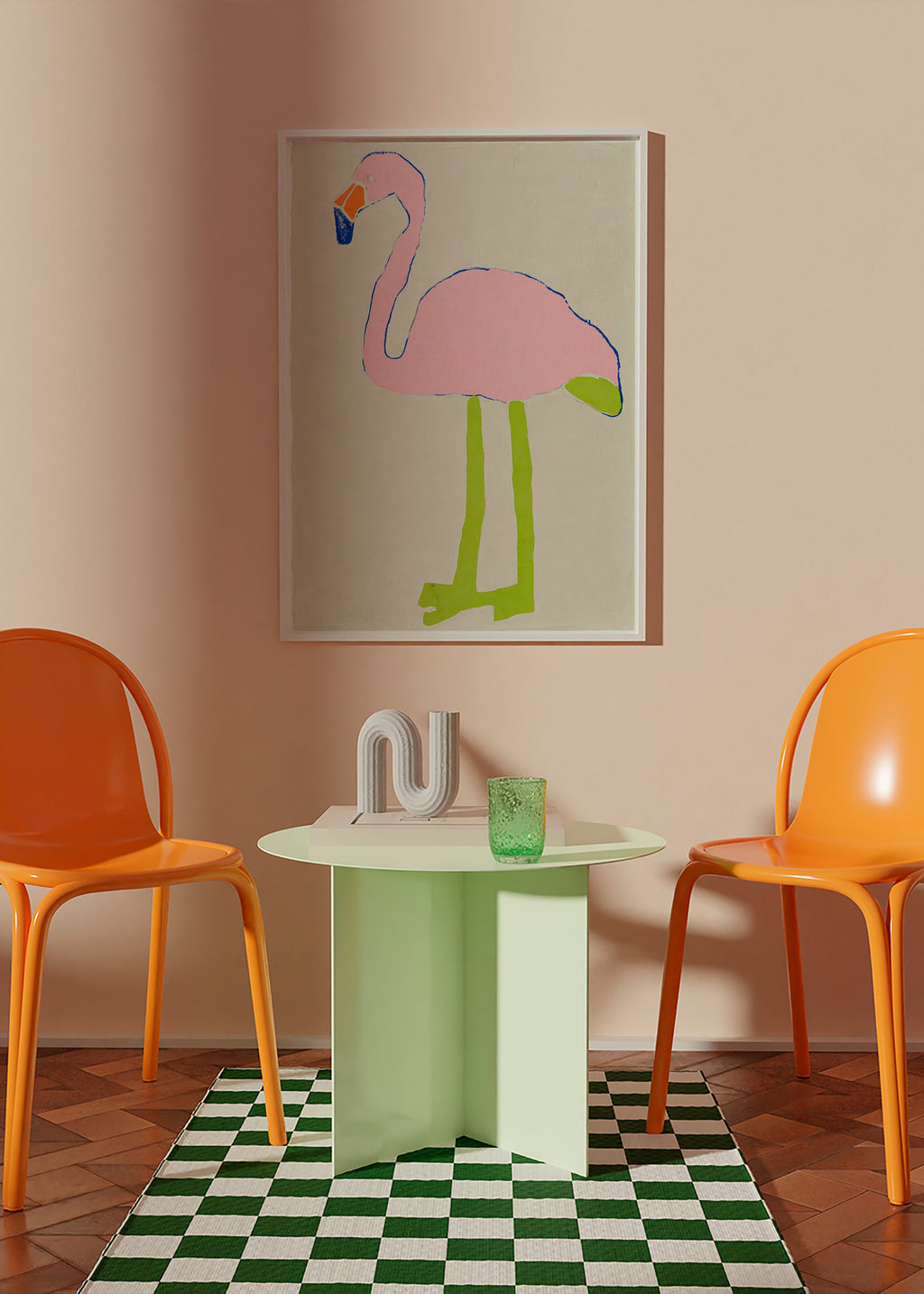 Illustration flamant rose minimaliste