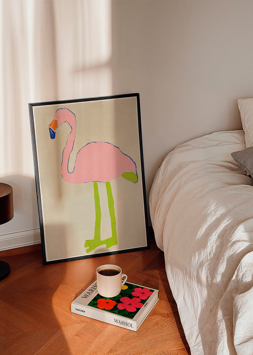 Illustration flamant rose minimaliste