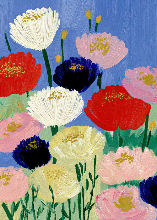 Impression botanique aux fleurs pincelées