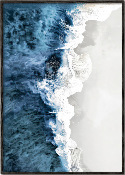 Tableau de paysage: vagues aériennes et écume graphique