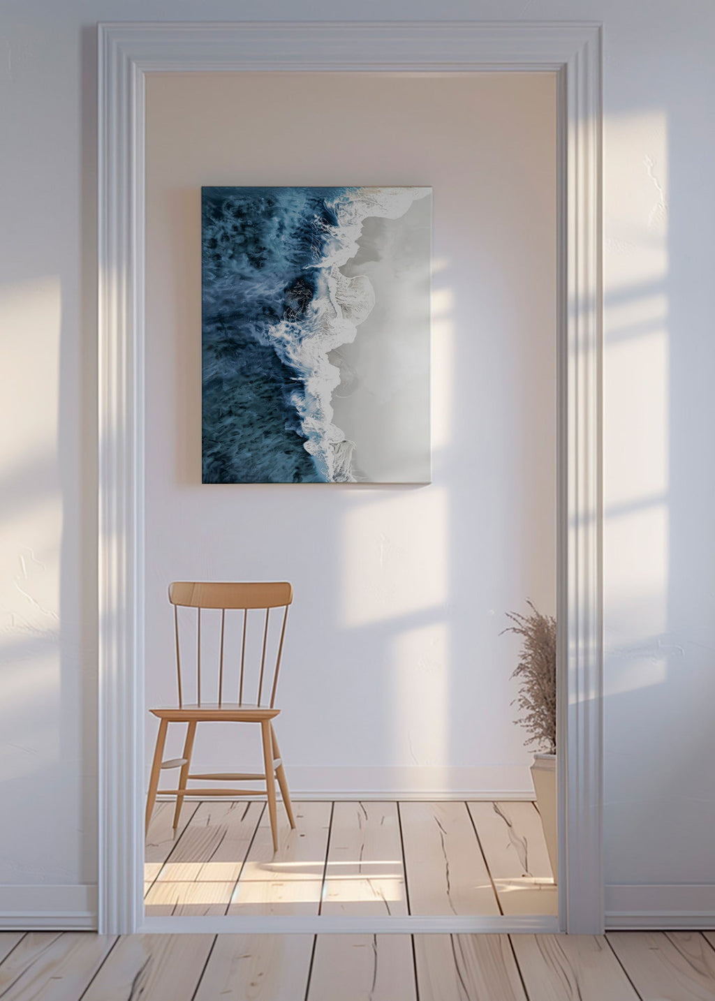 Tableau de paysage: vagues aériennes et écume graphique