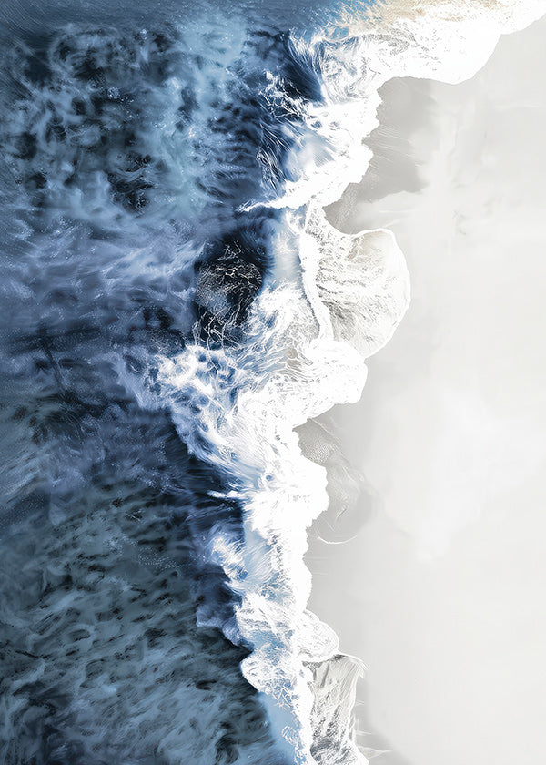 Tableau de paysage: vagues aériennes et écume graphique