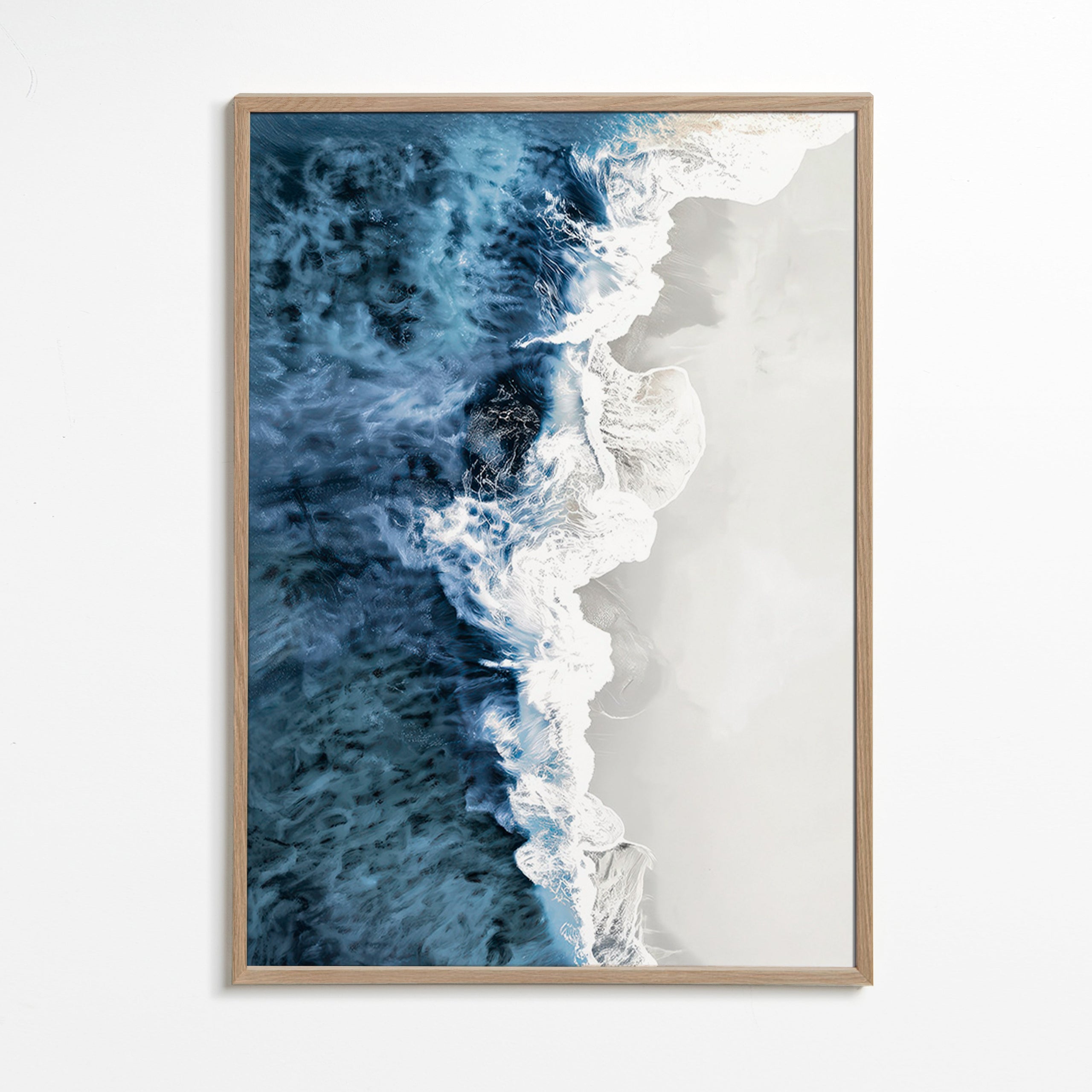 Tableau de paysage: vagues aériennes et écume graphique