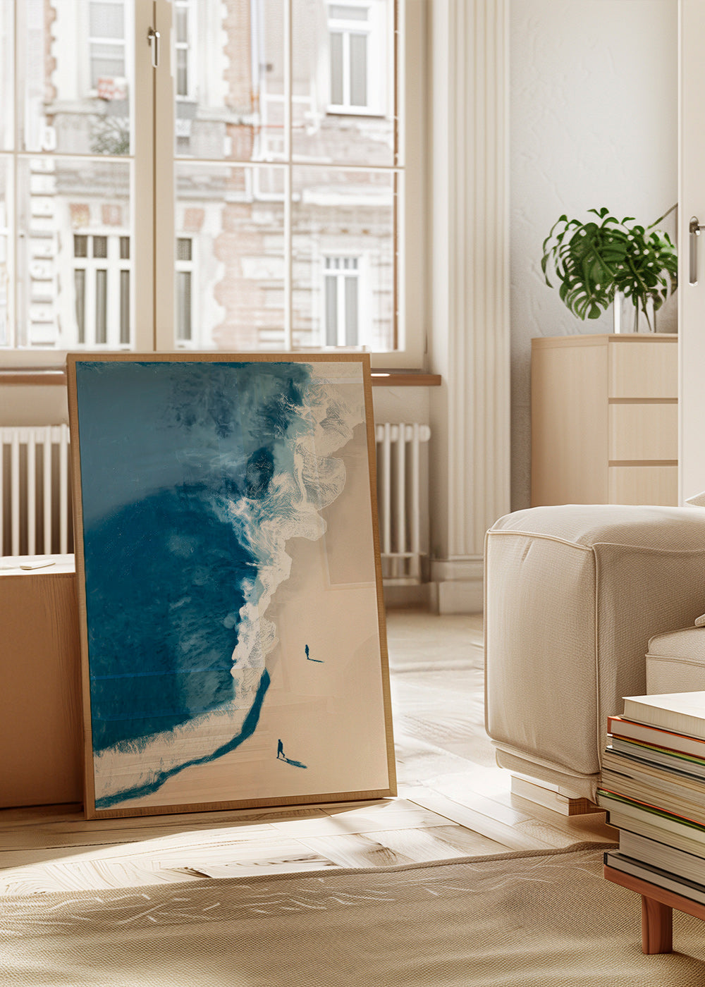 Art de paysage : vagues d'hiver vues du ciel