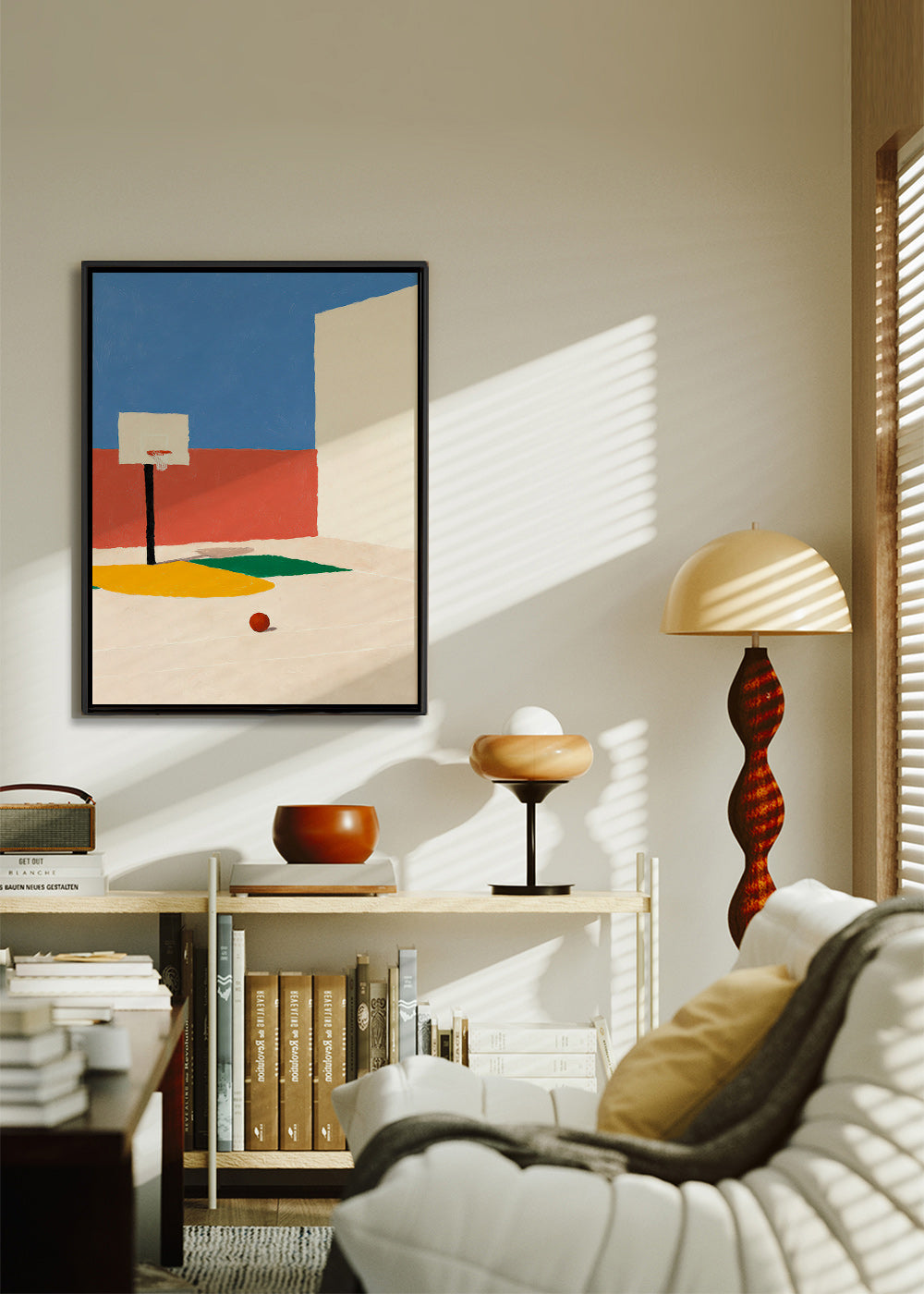 Art sportif: terrain minimaliste et ballon