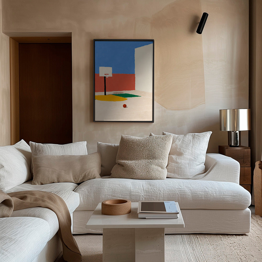 Art sportif: terrain minimaliste et ballon