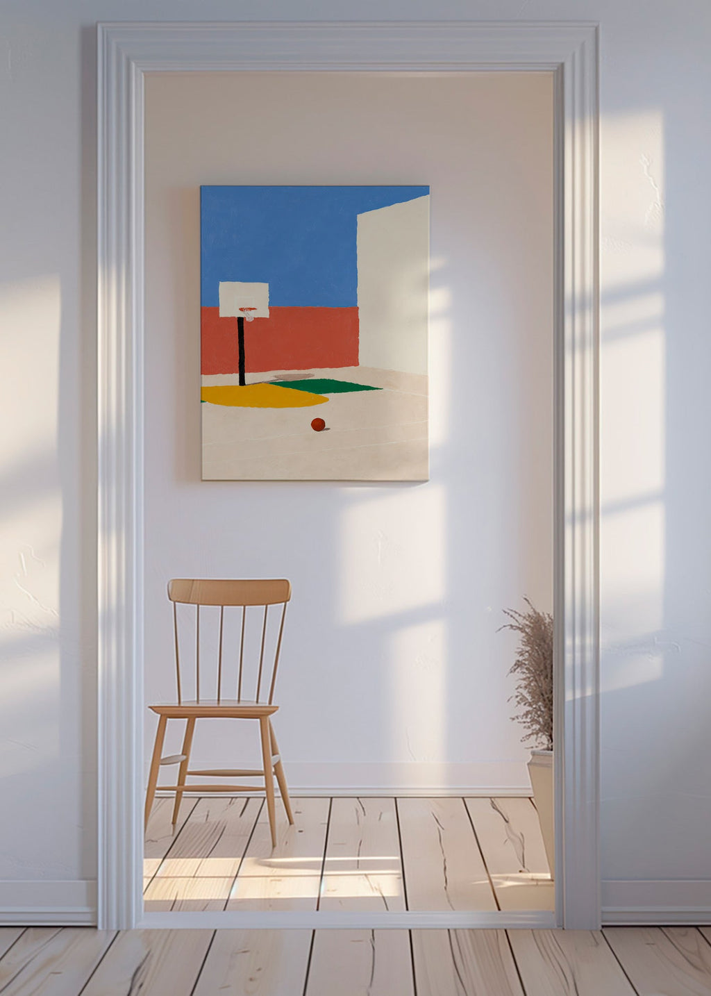 Art sportif: terrain minimaliste et ballon