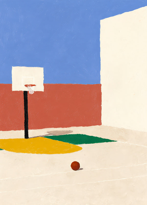 Art sportif: terrain minimaliste et ballon