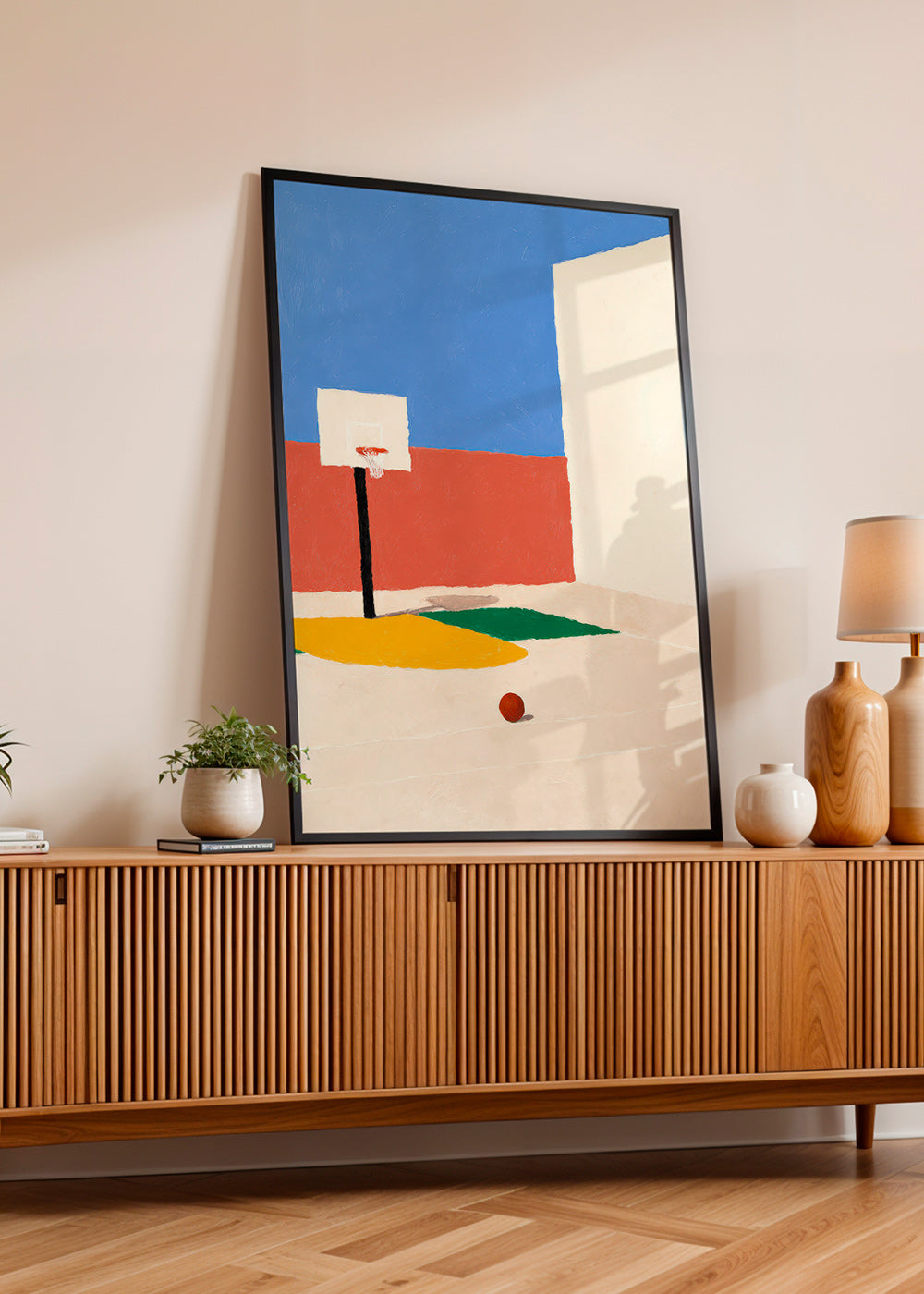 Art sportif: terrain minimaliste et ballon