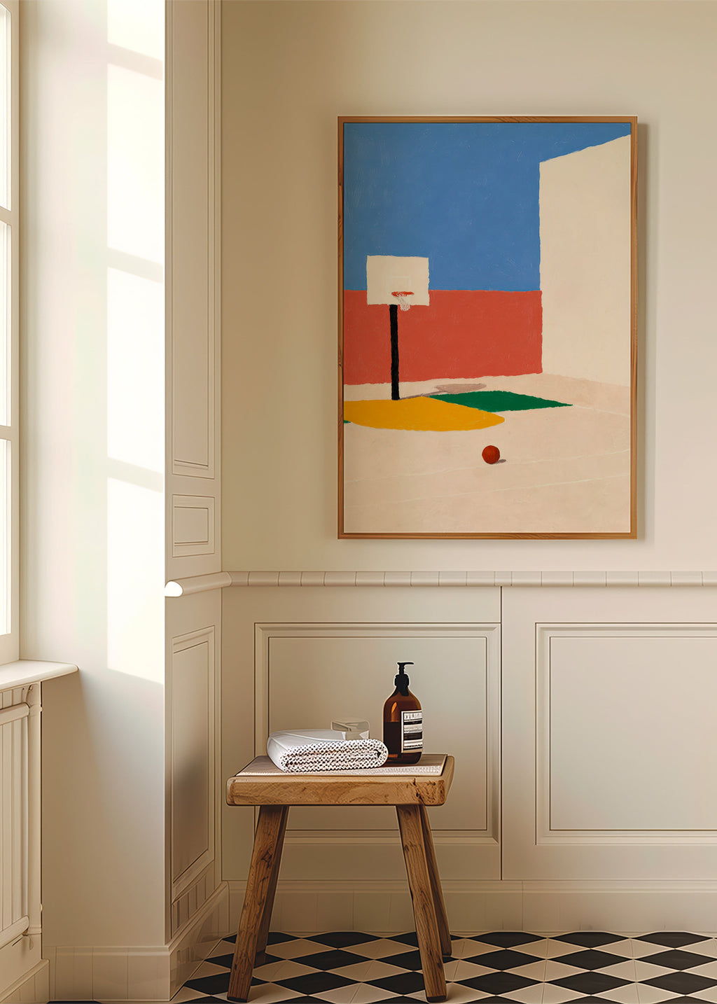 Art sportif: terrain minimaliste et ballon