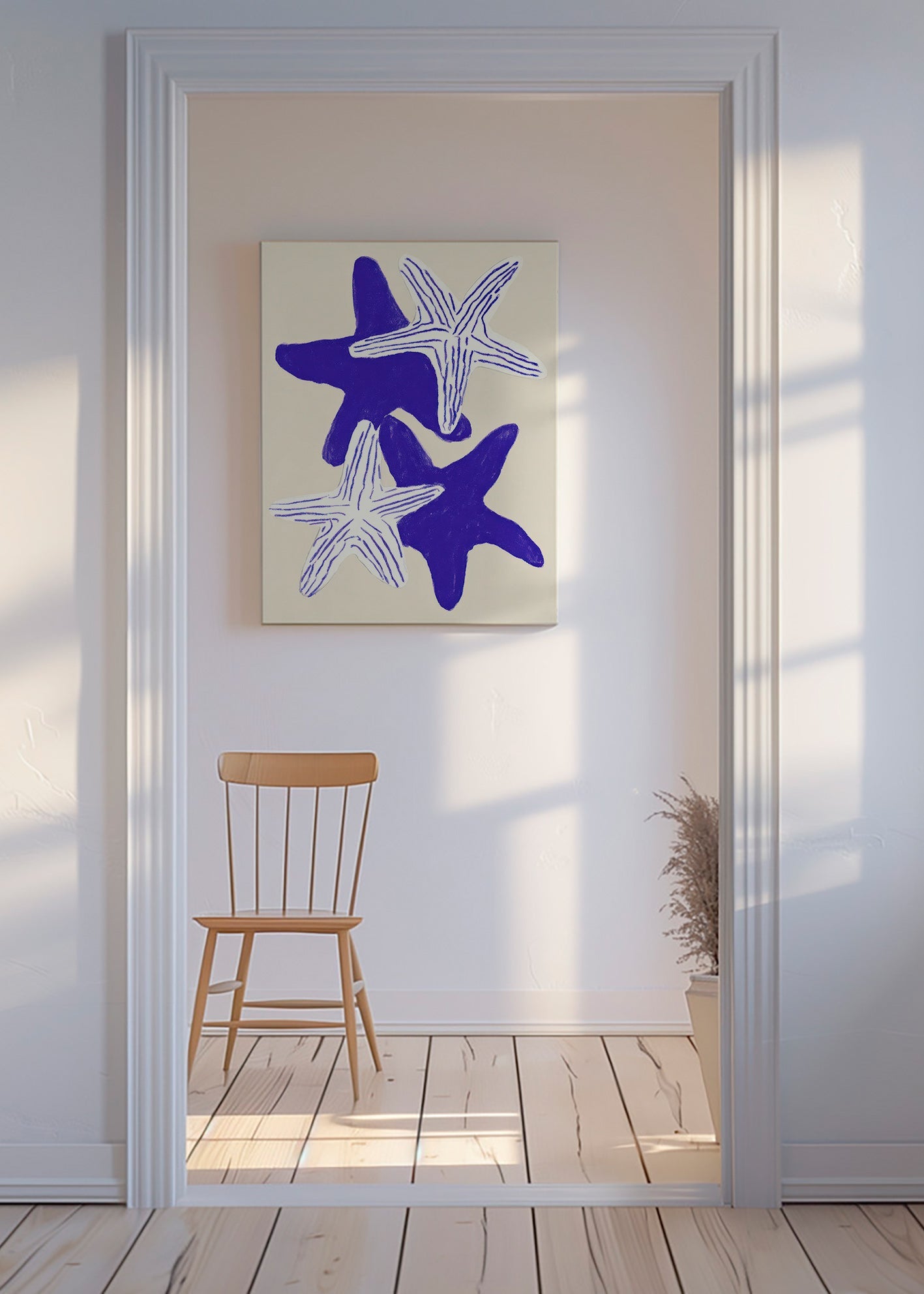 Étoiles de mer en indigo