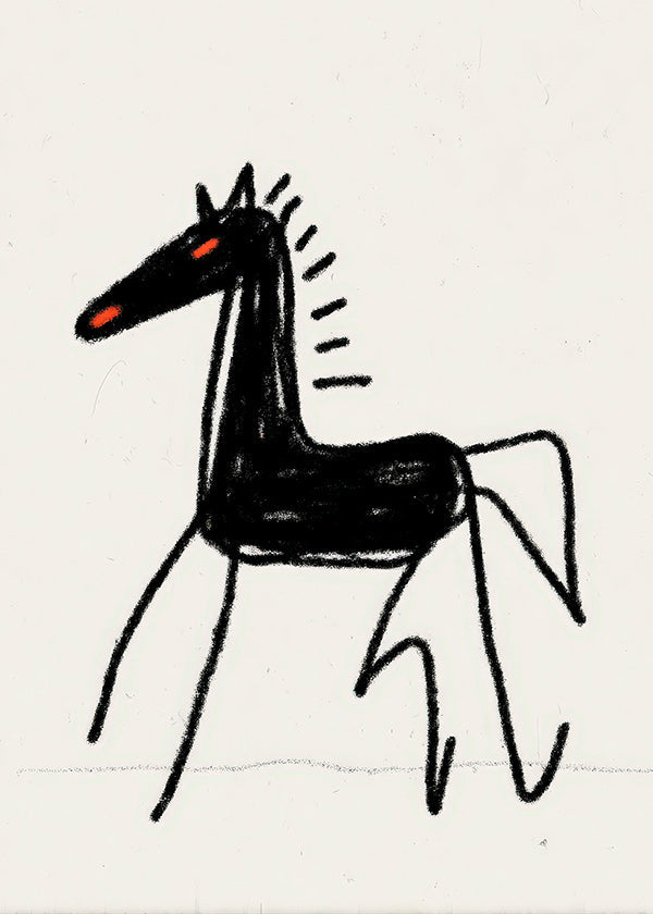 Cheval noir croquis artistique