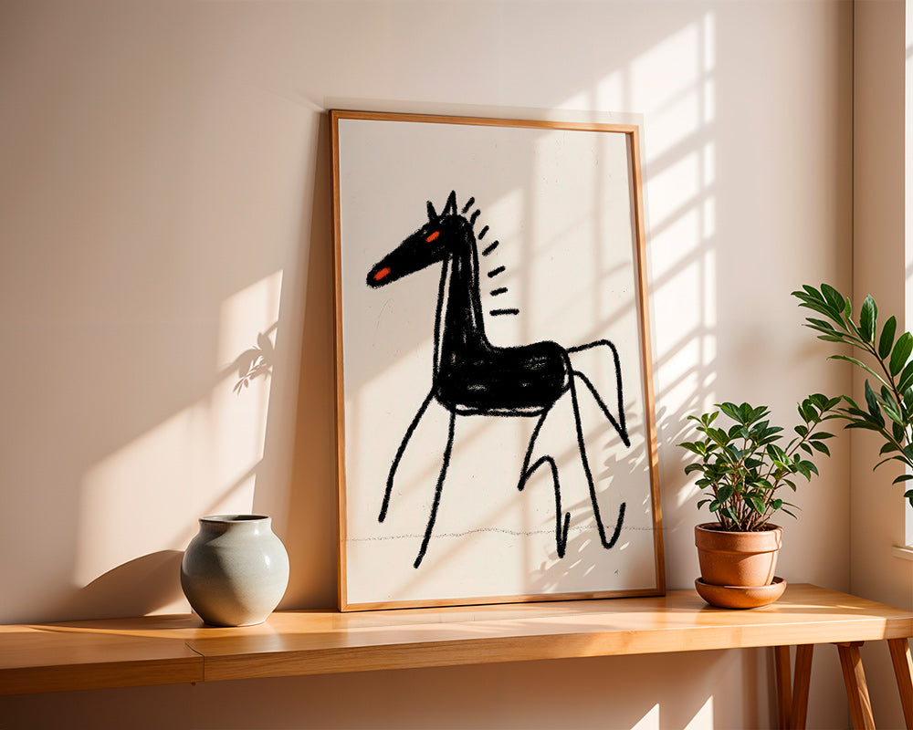 Cheval noir croquis artistique