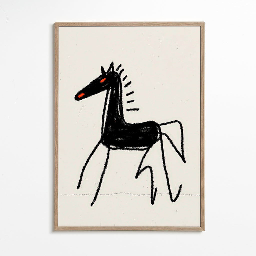 Cheval noir croquis artistique