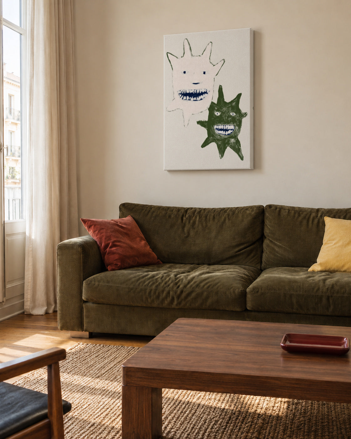 Twin Monsters - Unframed canvas in an interior