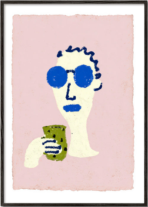 Illustration portrait aux lunettes bleues