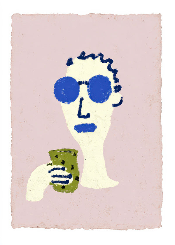 Illustration portrait aux lunettes bleues