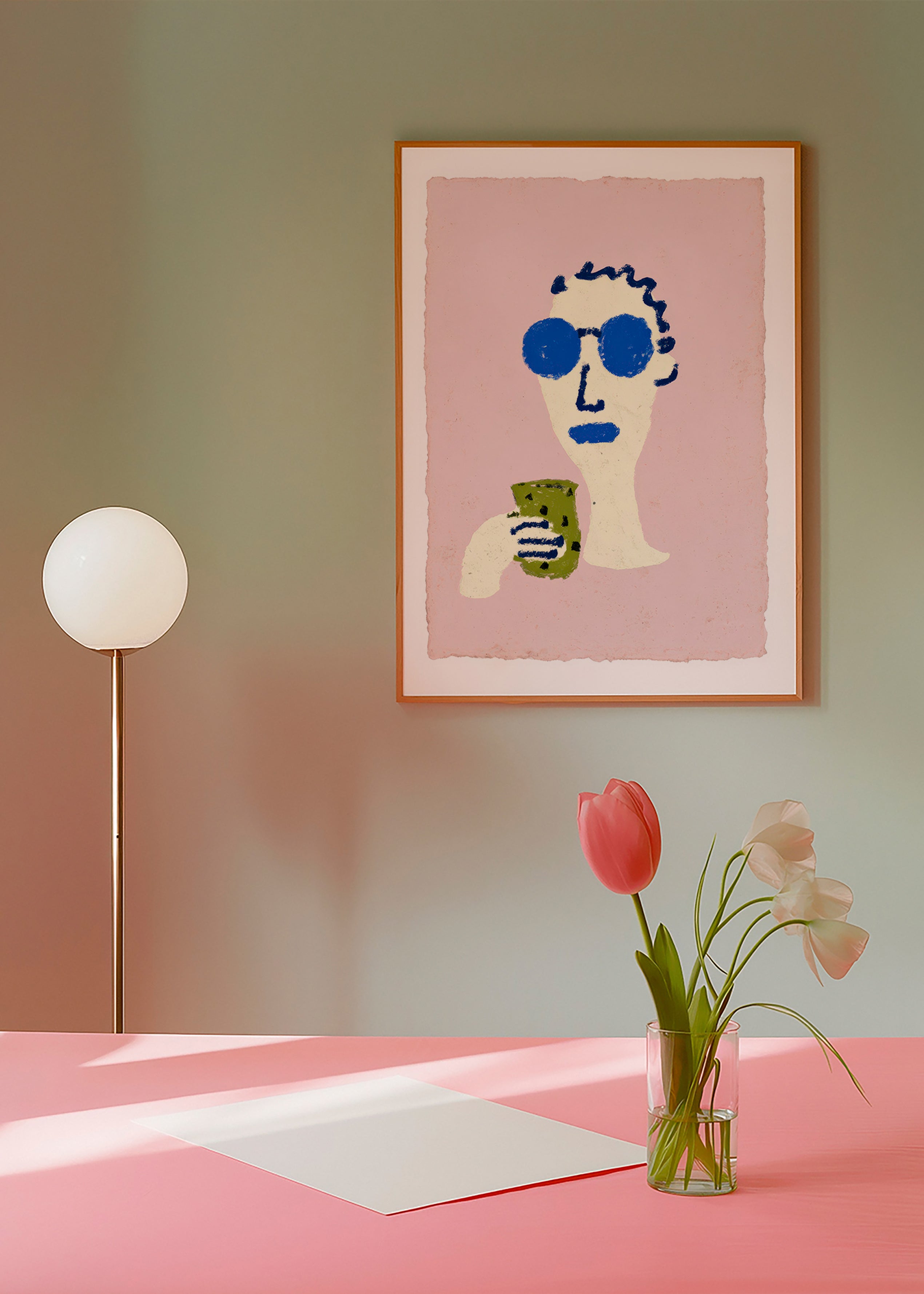 Illustration portrait aux lunettes bleues
