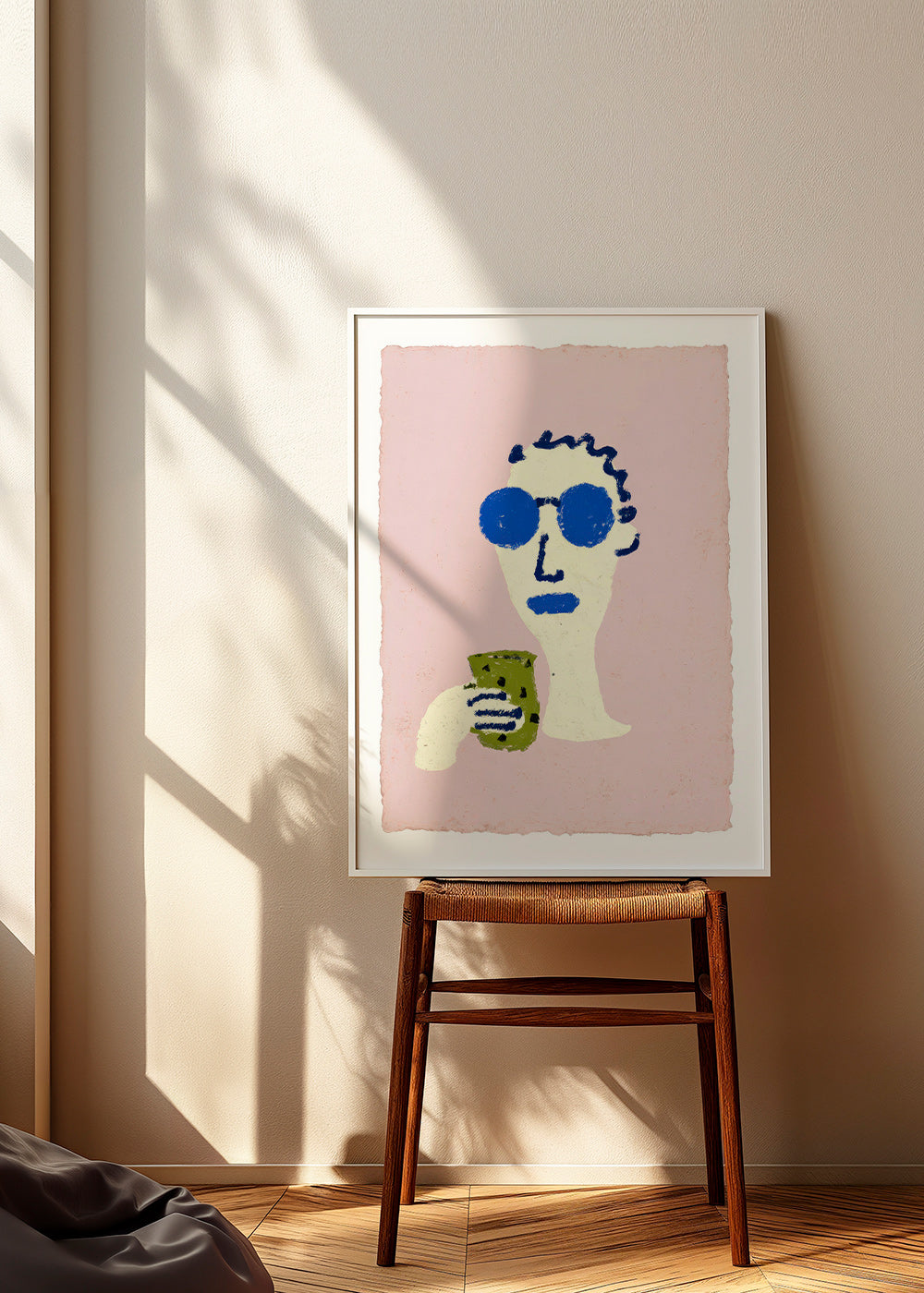 Illustration portrait aux lunettes bleues