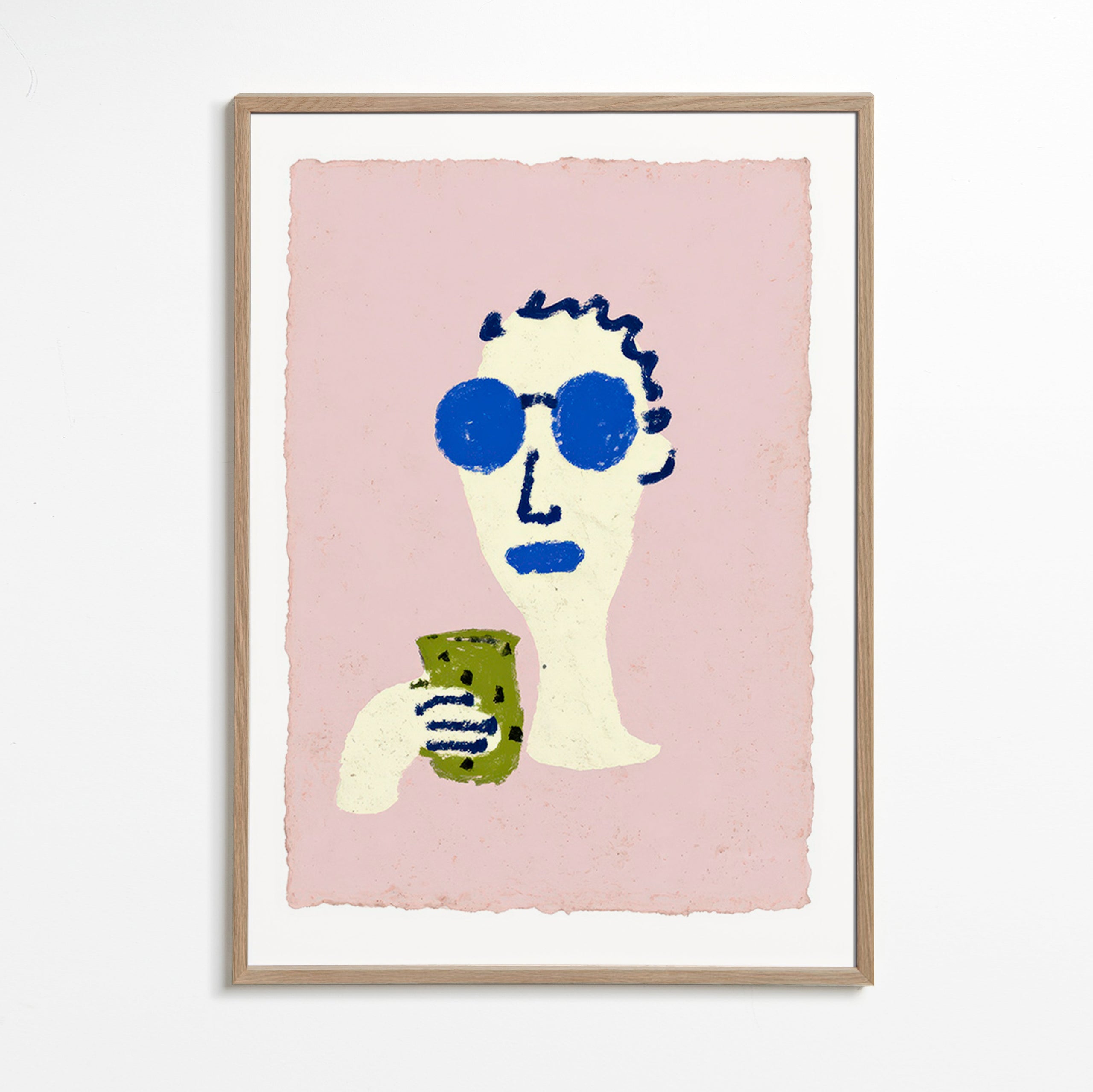 Illustration portrait aux lunettes bleues