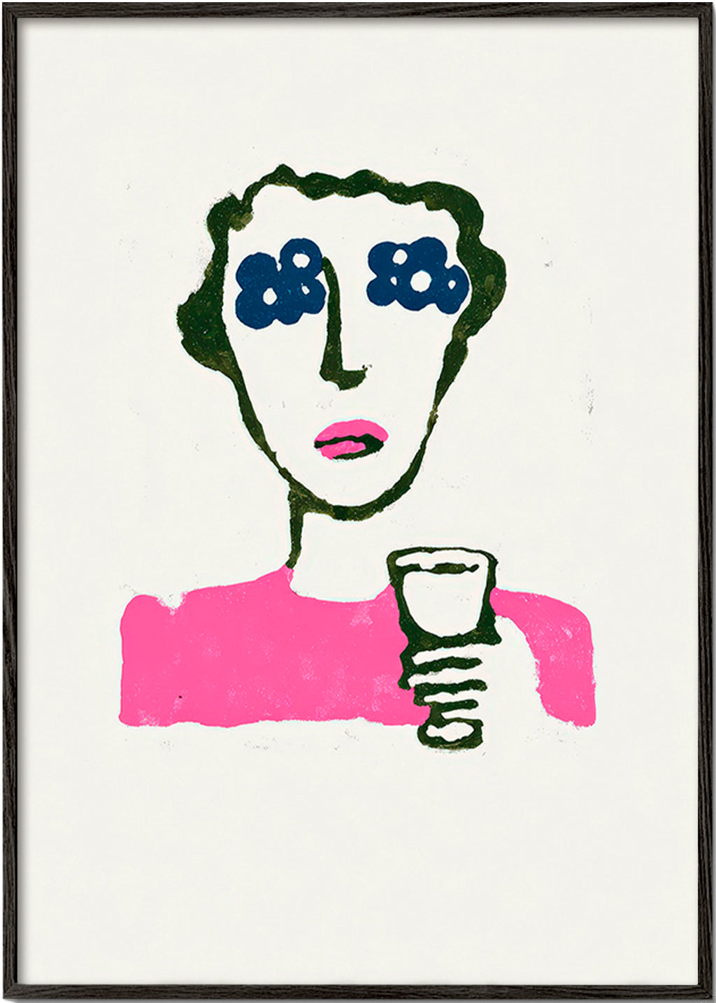 Illustration florale con figure et verre