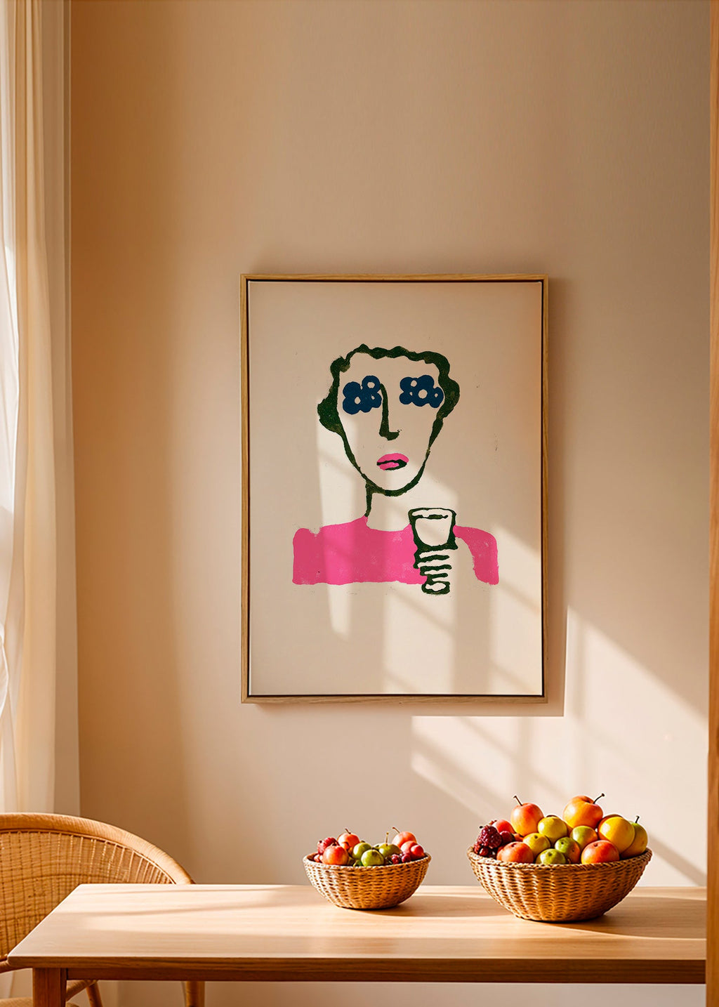 Illustration florale con figure et verre