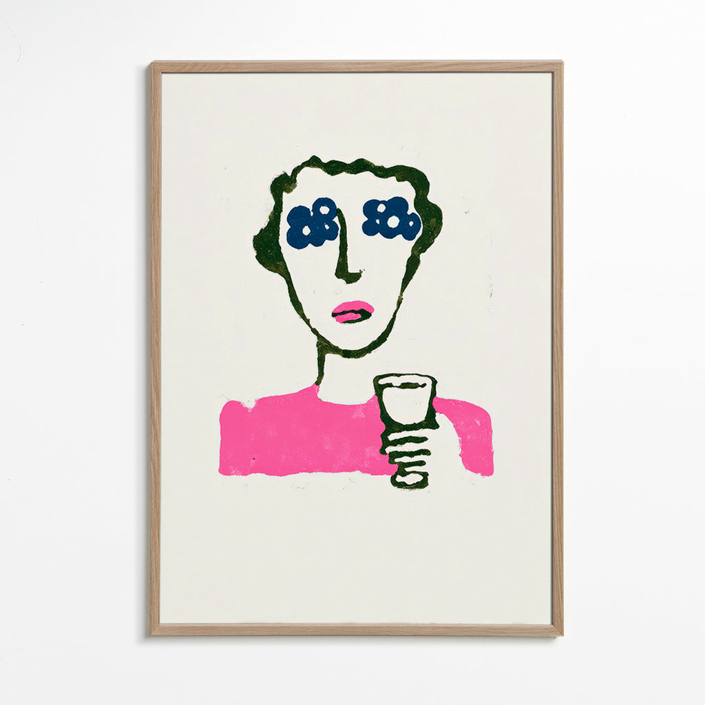Illustration florale con figure et verre
