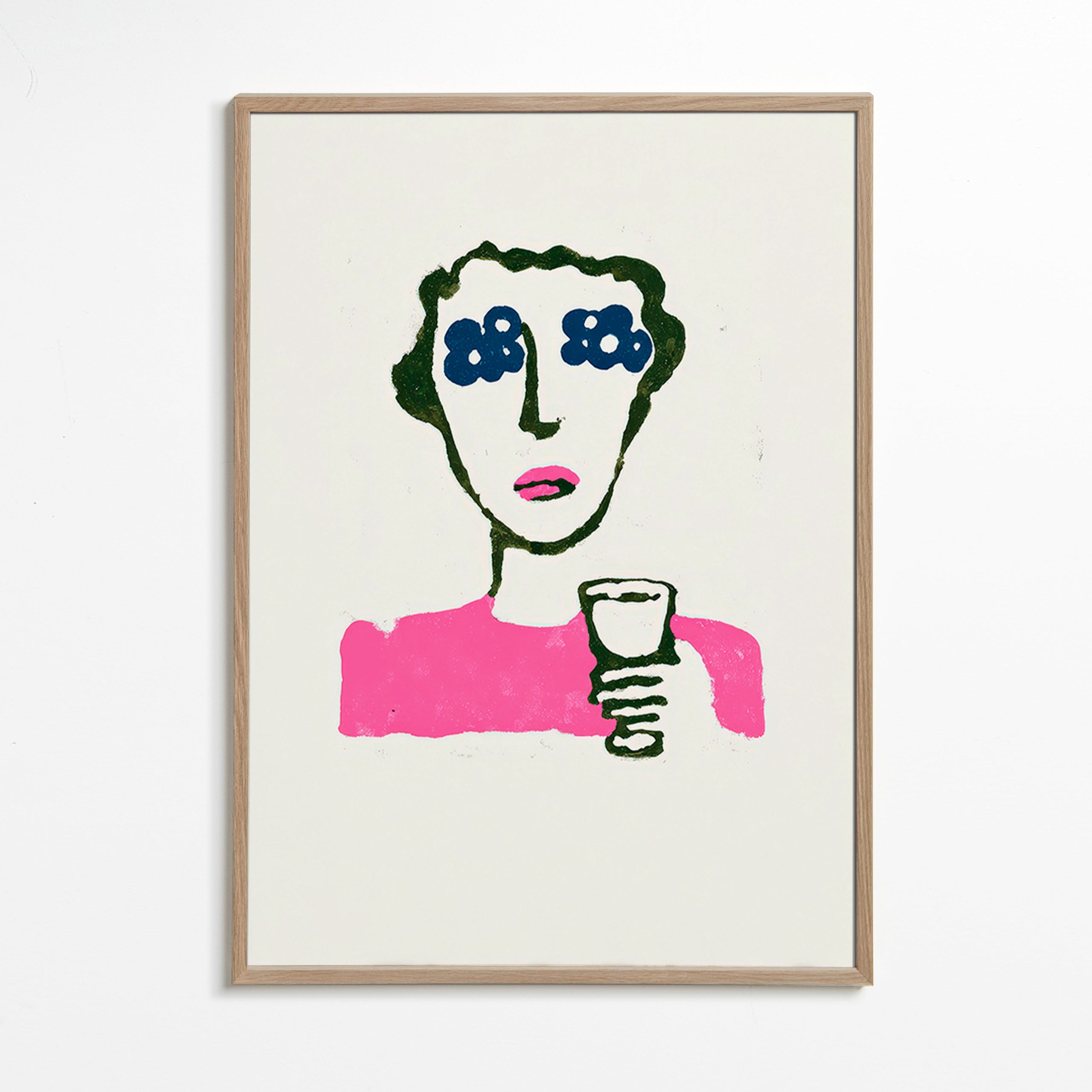 Illustration florale con figure et verre