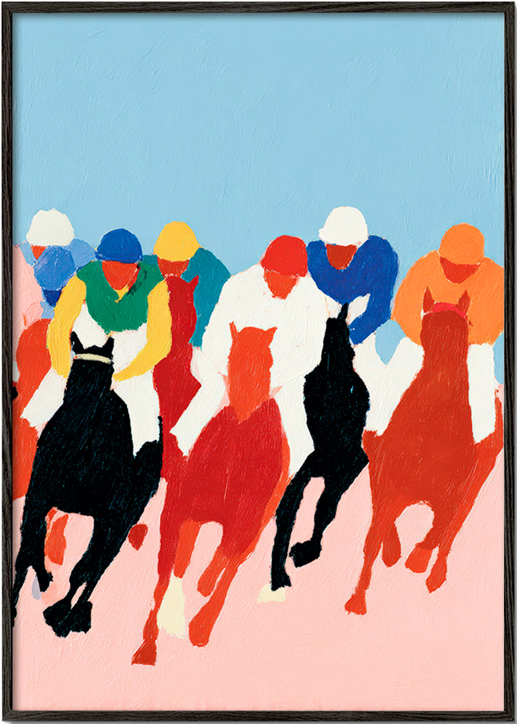 Art sportif: course de chevaux colorée