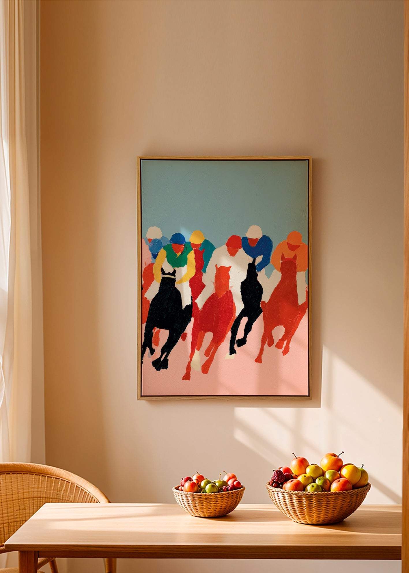 Art sportif: course de chevaux colorée