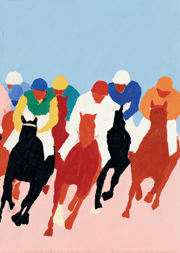 Art sportif: course de chevaux colorée