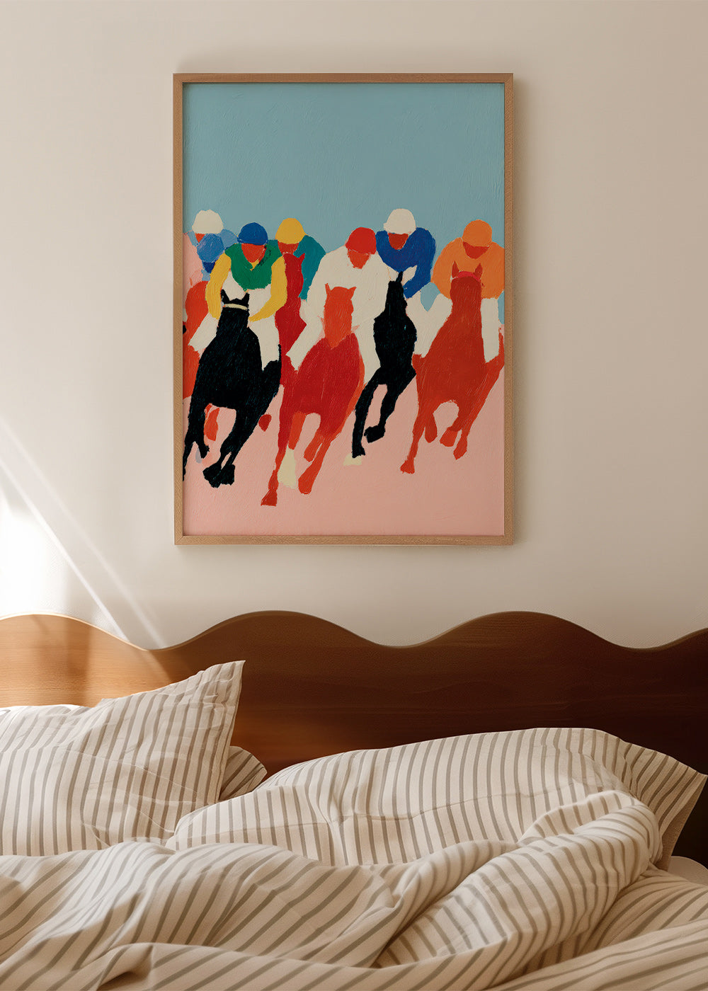 Art sportif: course de chevaux colorée